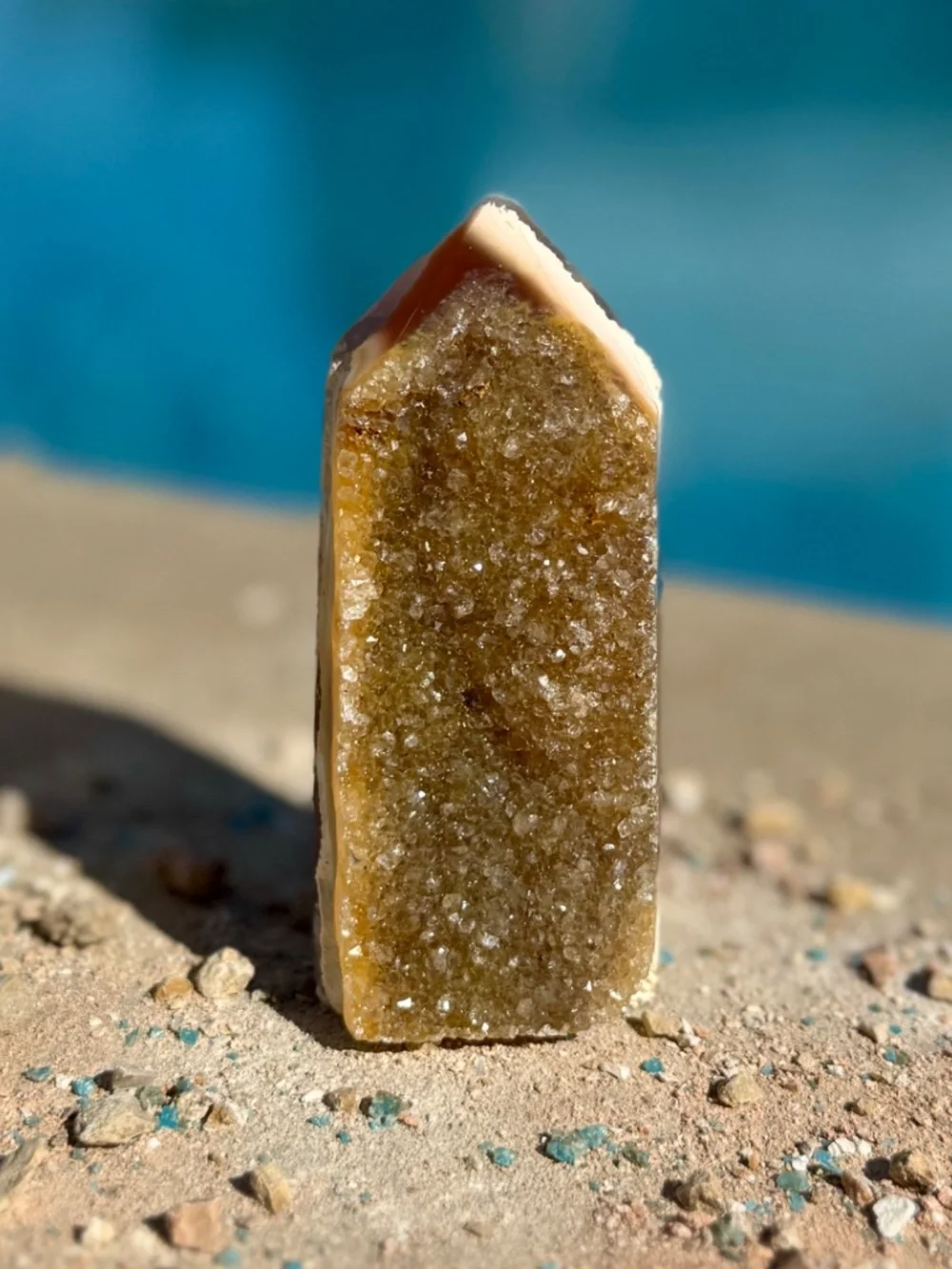 Brazilian Chalcedony Agate Druzy Tower Crystal this authentic